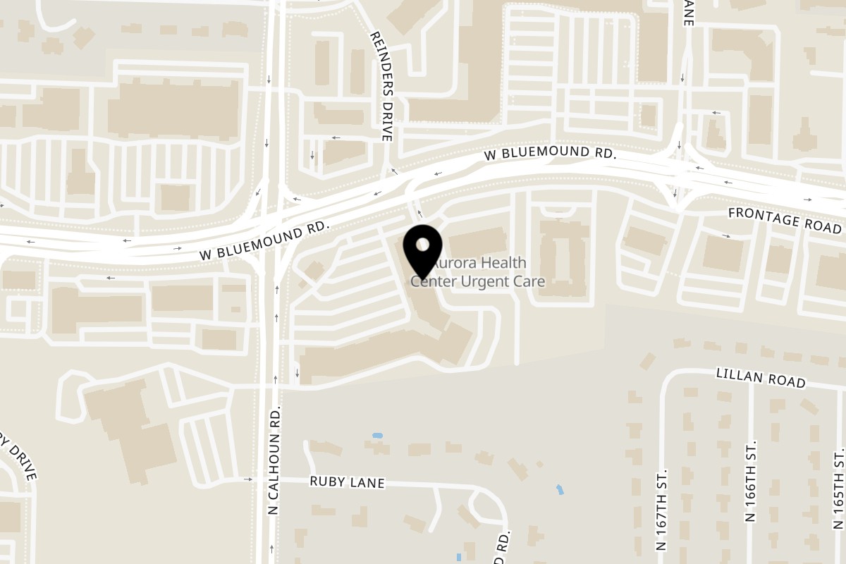 Map showing the location of Taste of India on 17115 W Bluemound Rd d1 in Brookfield